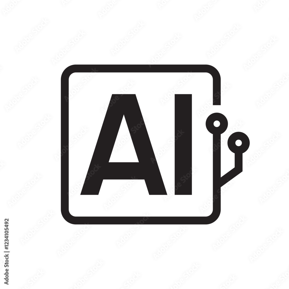 AI circuit icon, Electric processor chip, Artificial intelligence technology graphic design logo, Vector illustration AI circuit icon, Electric processor chip, Artificial intelligence technology graphic design logo, Vector illustration
