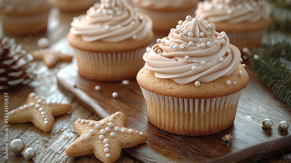 Christmas-themed cupcakes with creamy frosting Christmas-themed cupcakes with creamy frosting