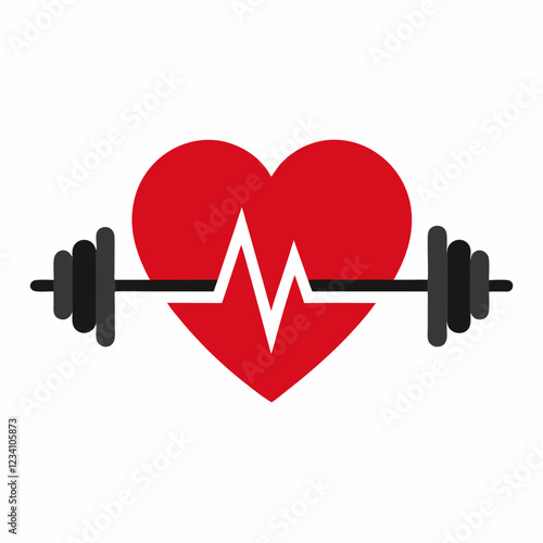 Heart Dumbbell: Fitness & Healthy Heart Vector Design