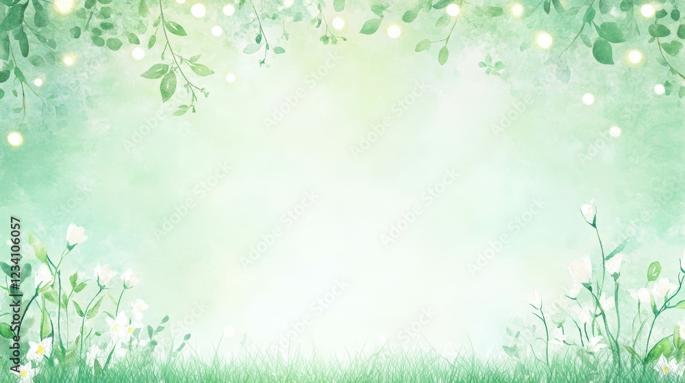 Spring blossoms and greenery background for nature-themed designs Spring blossoms and greenery background for nature-themed designs