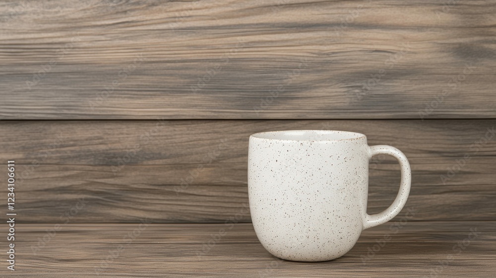 Minimalistic ceramic mug on wooden texture background for kitchen decor Minimalistic ceramic mug on wooden texture background for kitchen decor