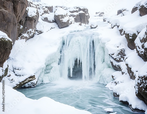 Wallpaper Mural Frozen Waterfall in Iceland's Winter Wonderland Torontodigital.ca