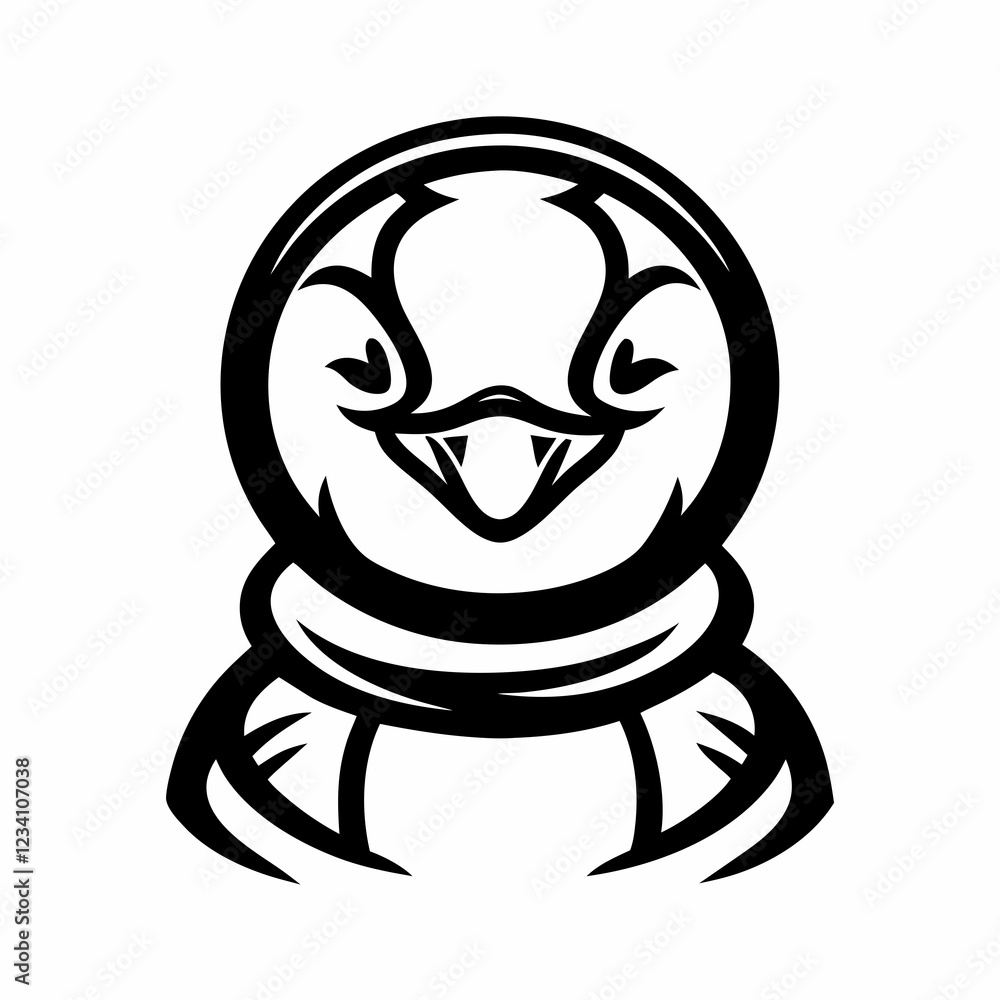 Stylized Penguin Character with Bold Lines and Symmetrical Design Stylized Penguin Character with Bold Lines and Symmetrical Design