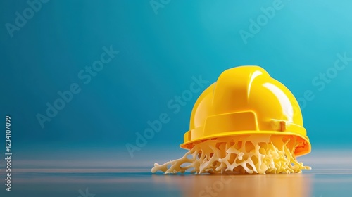 hardhat Safety Warning Symbol Hardhat icon next to text warning of head injury hazards, clear and concise safety communication photo