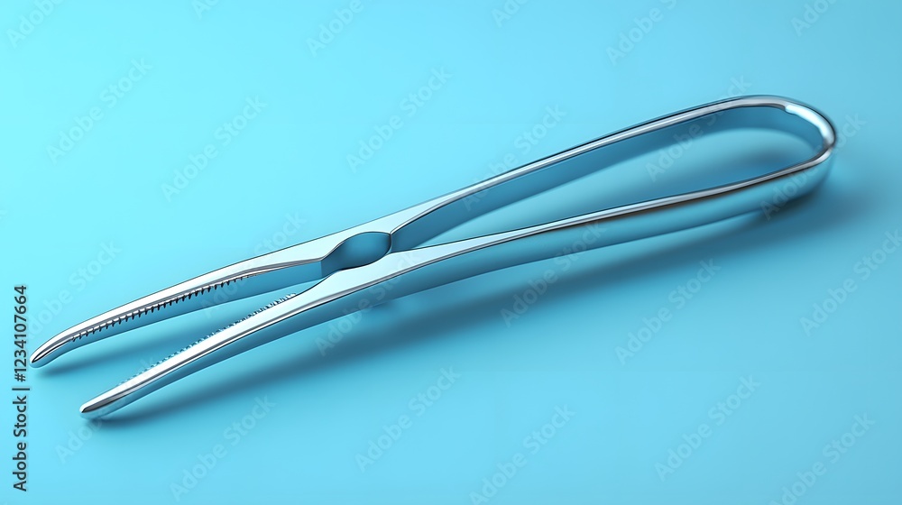 Clean sterile forceps tool isolated on a minimalist background ready for precision use in surgical procedures Clean sterile forceps tool isolated on a minimalist background ready for precision use in surgical procedures