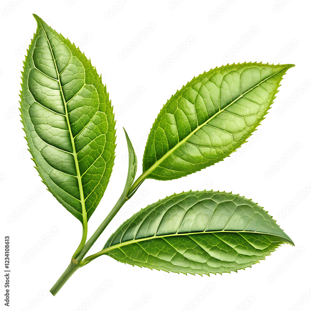 Obraz premium green tea leaf isolated on white background PNG image