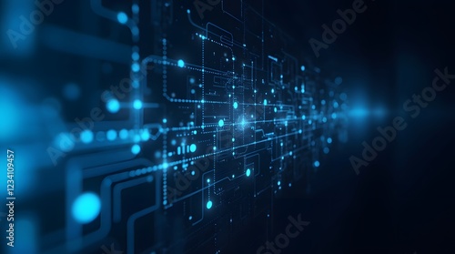 Digital background perfect for tech processes, neural networks, artificial intelligence, data transfer and encryption, digital archives, sound and graphic presentations, science, education, etc