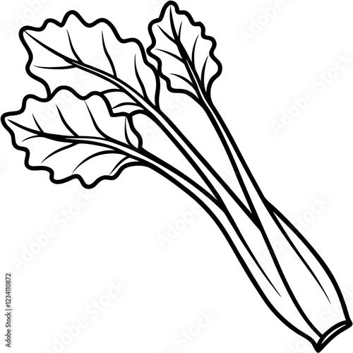 Minimalist Rhubarb Line Art Vector