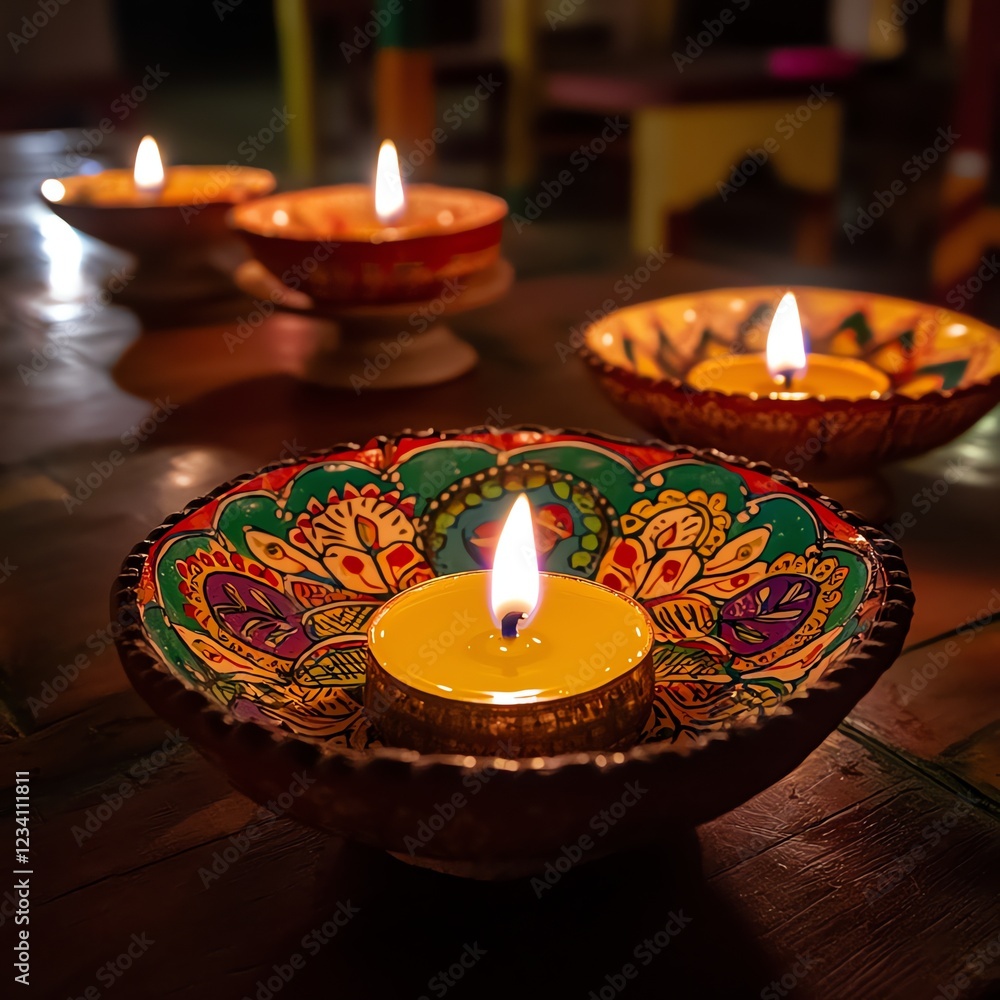 candles on table diwali concept. high resolution photo candles on table diwali concept. high resolution photo