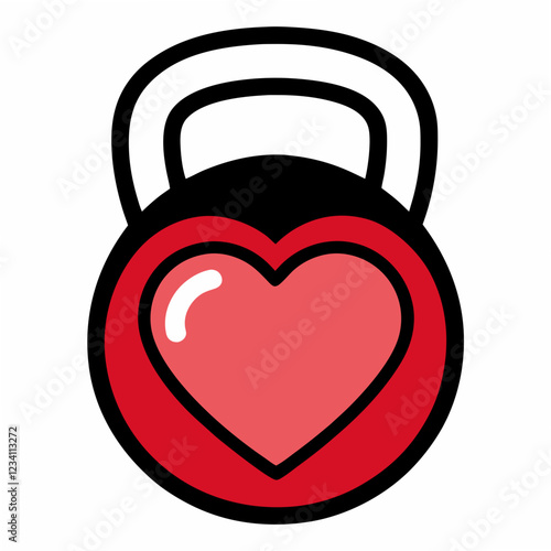 Heart-Shaped Kettlebell: Strength & Wellness Vector Design