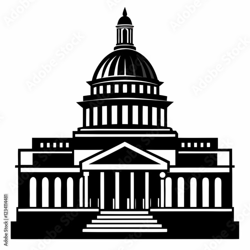 Capitol Building black silhouette vector illustration