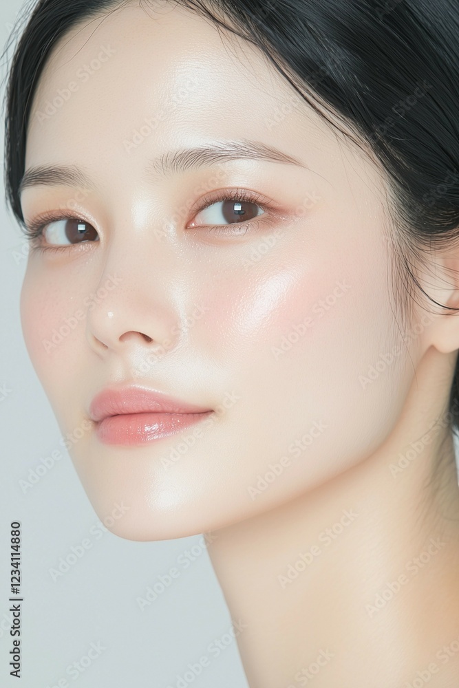 Obraz premium Soft Natural Beauty with Radiant Skin and Minimal Makeup