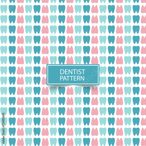 Colorful Tooth Shapes Seamless Pattern | Dentist Office Background
