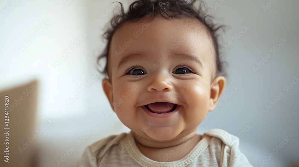 Portrait of a smiling baby boy with an innocent expression, showing happiness and cuteness Portrait of a smiling baby boy with an innocent expression, showing happiness and cuteness