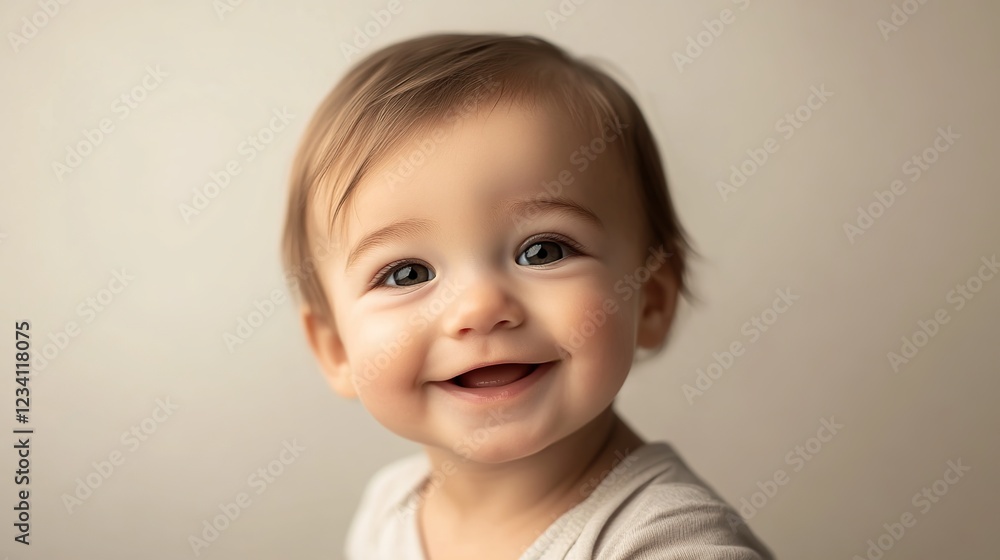 A cute smiling blond toddler boy with bright eyes and an innocent expression, capturing the essence of childhood happiness in a studio setting A cute smiling blond toddler boy with bright eyes and an innocent expression, capturing the essence of childhood happiness in a studio setting