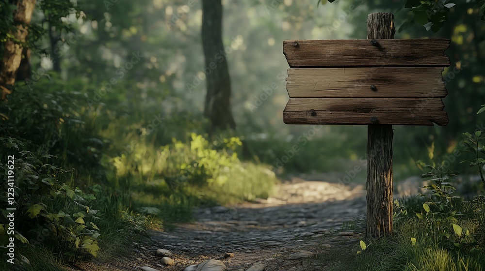 Close-up shot of a wooden sign in a rustic outdoor setting, surrounded by natural green environment and bright sunlight. Close-up shot of a wooden sign in a rustic outdoor setting, surrounded by natural green environment and bright sunlight.