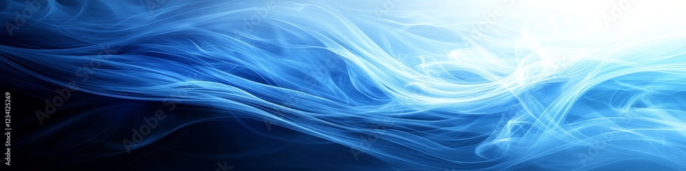 Fototapeta premium Abstract Flowing Swirls of Blue Gradient, Resembling Smoke or Water with a Soft, Dreamlike Quality