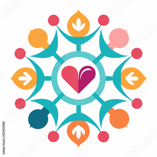 Fitness Mandala: Dumbbells, Yoga Poses & Hearts Design photo