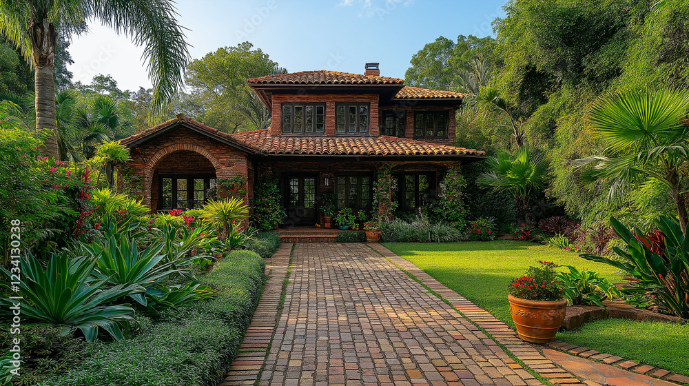 Beautiful Luxurious villa . summer residence on luxury resort and beautiful garden Beautiful Luxurious villa . summer residence on luxury resort and beautiful garden