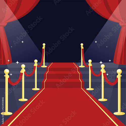 Red carpet entrance illustration