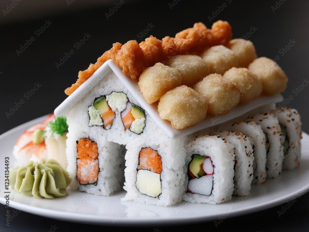 Creative Sushi House Design with Colorful Ingredients and Presentation Creative Sushi House Design with Colorful Ingredients and Presentation