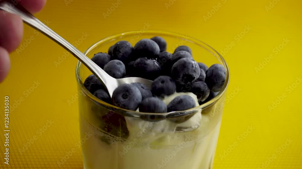 Italian blueberry panna cotta - Dessert. Easy dessert. Food concept Italian blueberry panna cotta - Dessert. Easy dessert. Food concept