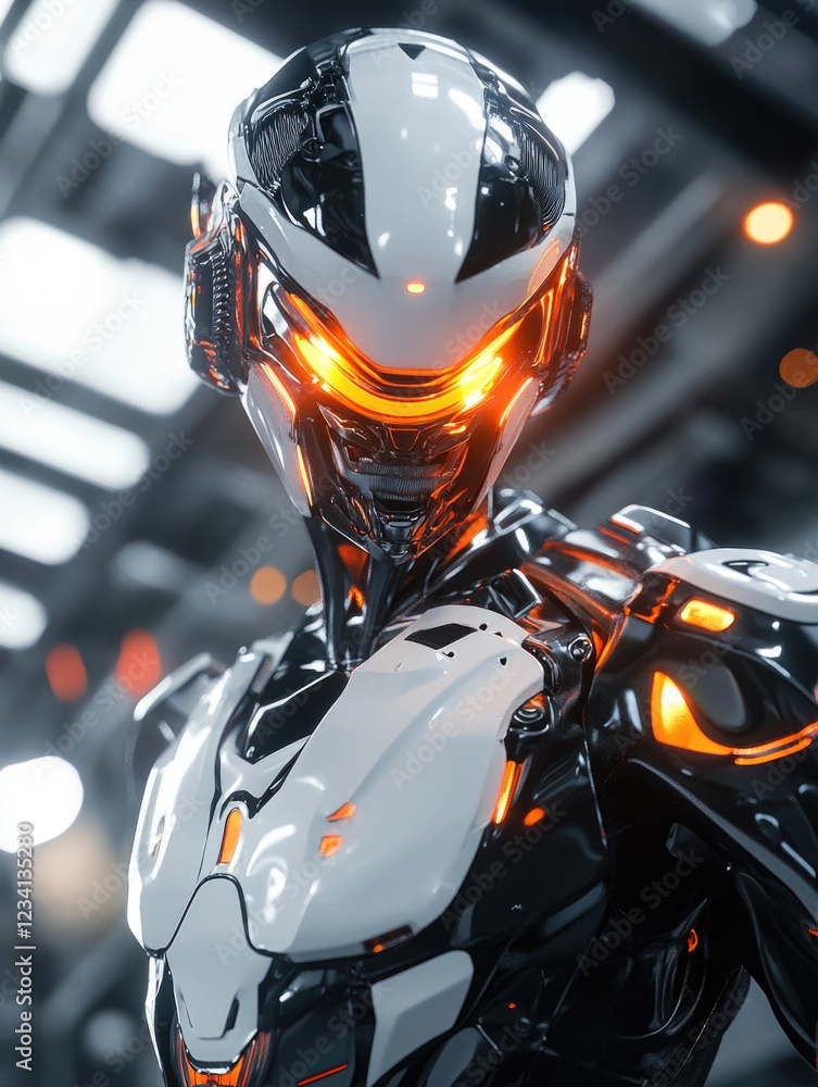 Fototapeta premium Close-up of robot with glowing eyes