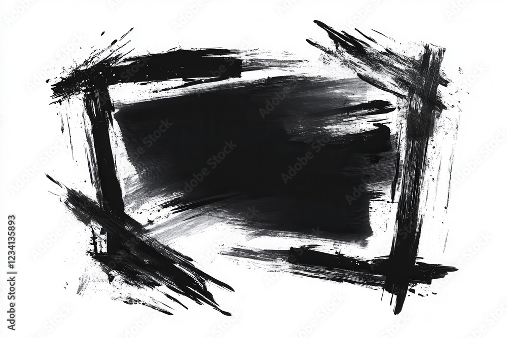 Fototapeta premium Hand-drawn textured square shapes with artistic flair. Grunge-influenced charcoal outline frames. Creative marker doodles and whimsical sketches. Paint-inspired irregular note illustrations