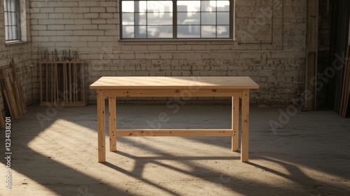 Wallpaper Mural Simple light wooden table in a rustic room. Torontodigital.ca