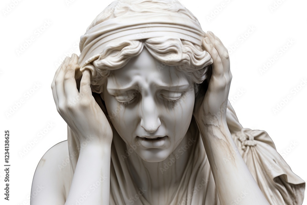 Obraz premium Greek sculpture female crying person statue human.