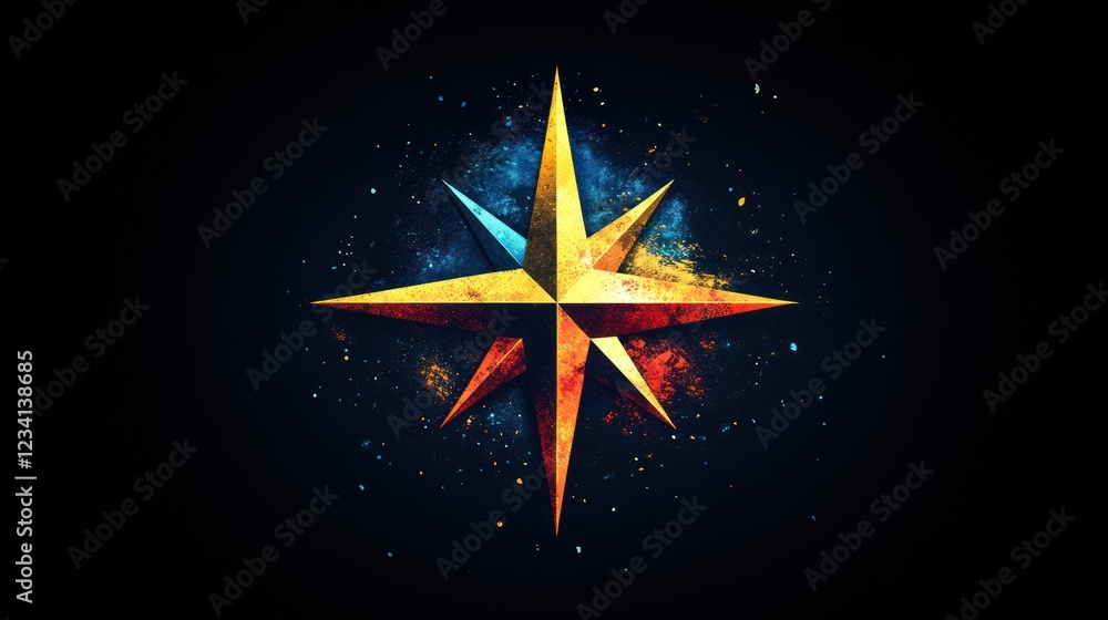Abstract compass logo design with multicolor elements, ideal for businesses in travel, tourism, or adventure Abstract compass logo design with multicolor elements, ideal for businesses in travel, tourism, or adventure