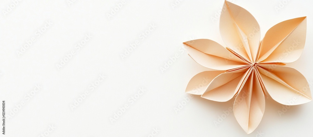 Obraz premium Beige Origami Flower on White Background