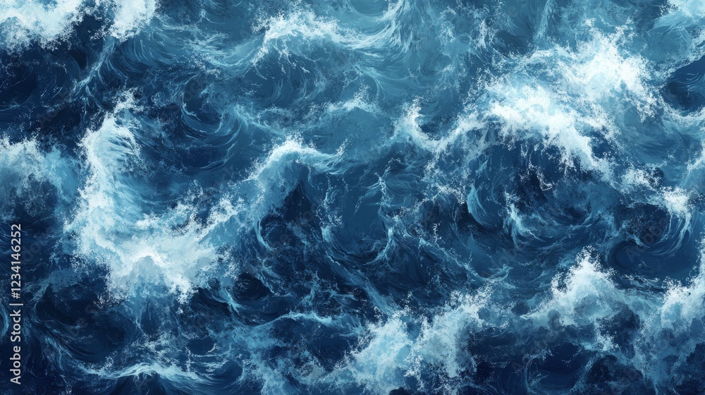 An aerial, top-down picture of the ocean waves during a storm An aerial, top-down picture of the ocean waves during a storm