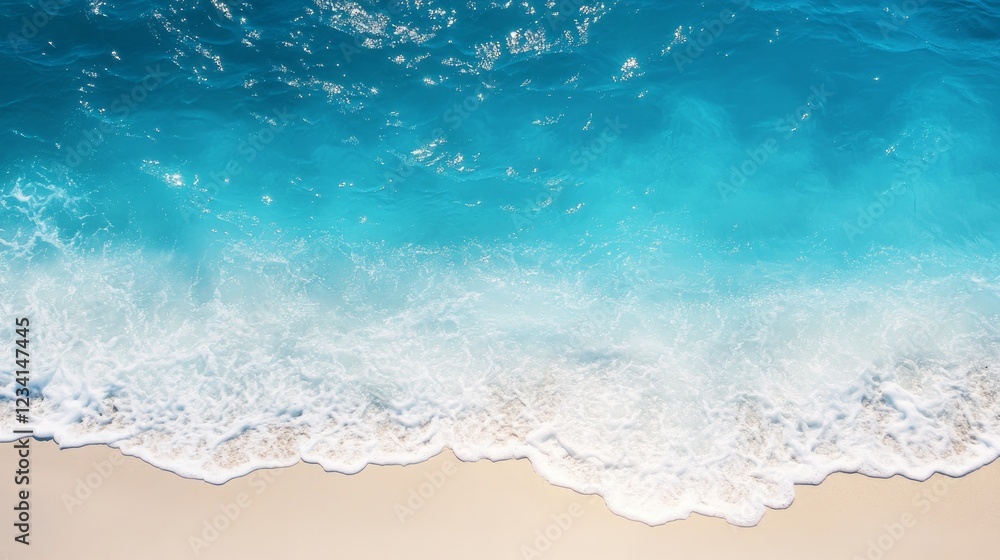 Gorgeous blue seawater with white froth, from above Gorgeous blue seawater with white froth, from above