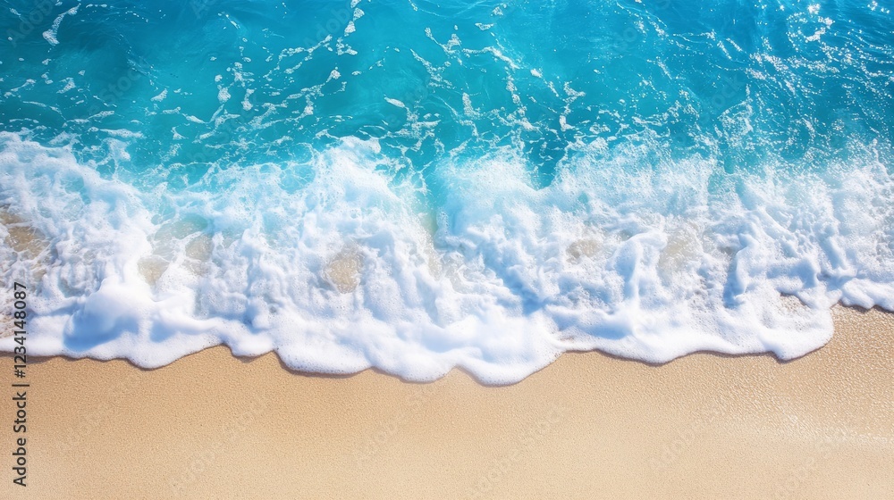 Gorgeous blue seawater with white froth, from above Gorgeous blue seawater with white froth, from above
