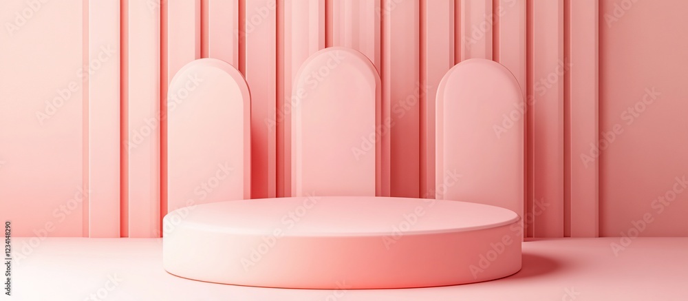 Pink product display platform, studio backdrop, minimalist scene Pink product display platform, studio backdrop, minimalist scene