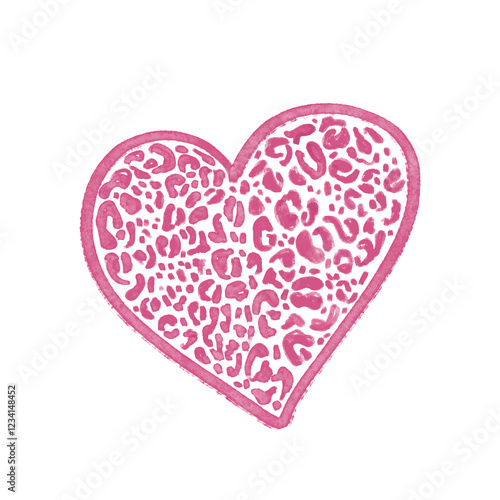 Pink heart of leopard animal print