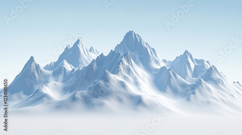 Wallpaper Mural Snowy mountain range, clear sky, fog, digital landscape, website banner Torontodigital.ca