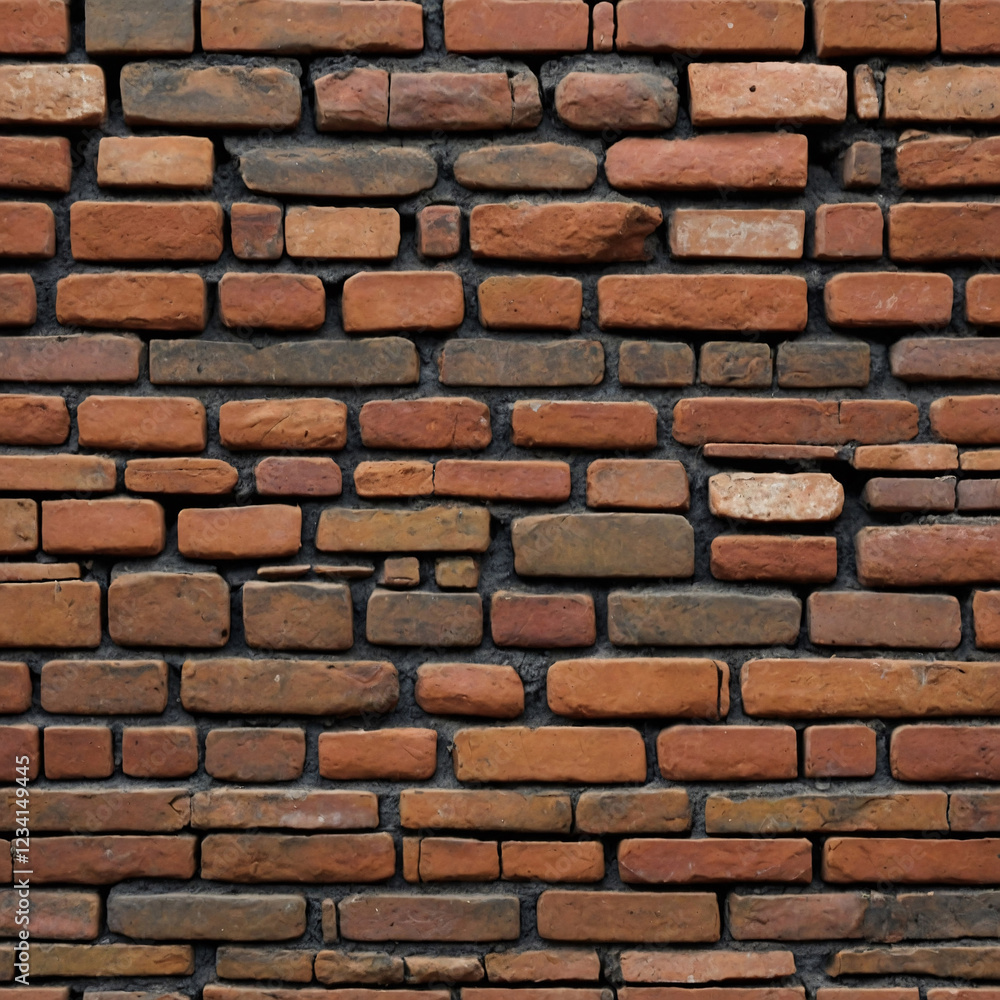 Obraz premium High Resolution Image of Red Brick Wall Texture Showing Rustic and Weathered Building Material Surface