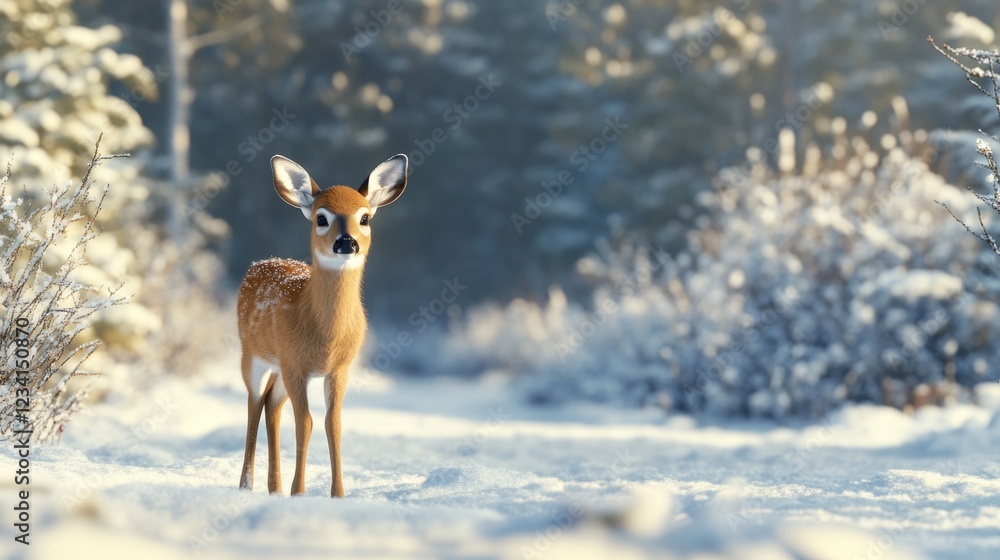 Deer in Snowy Forest Deer in Snowy Forest