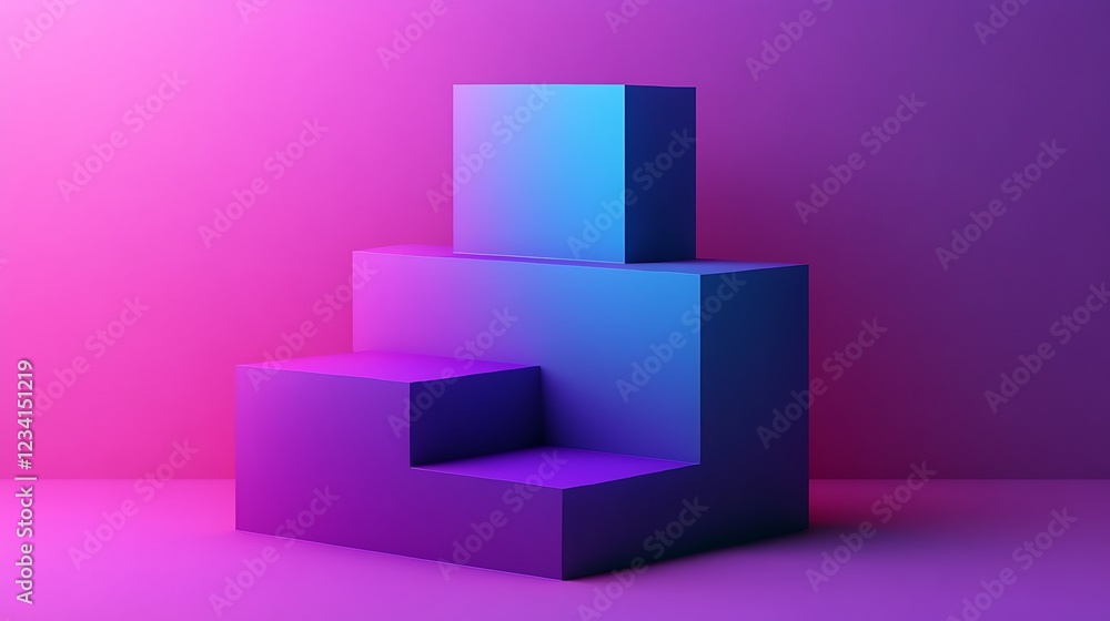 Abstract three dimensional geometric purple blue shapes Abstract three dimensional geometric purple blue shapes
