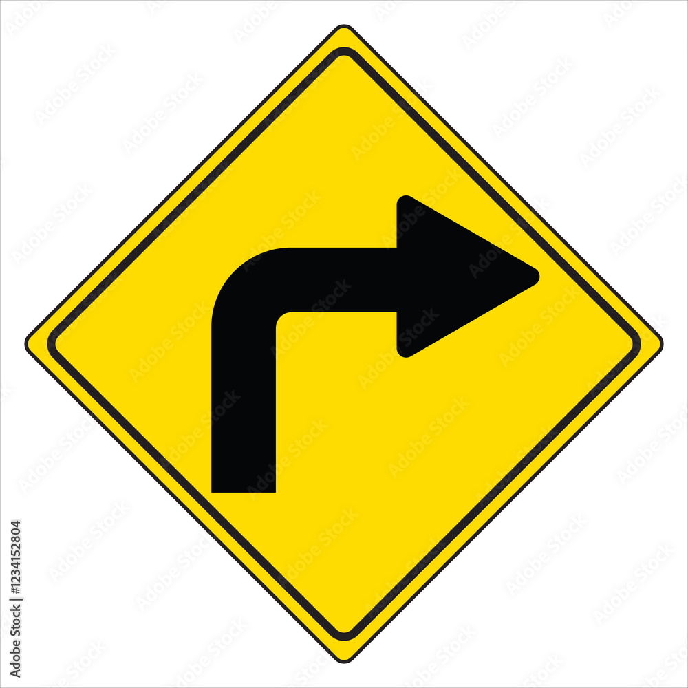 Turn right ahead signage vector illustration 03 Turn right ahead signage vector illustration 03