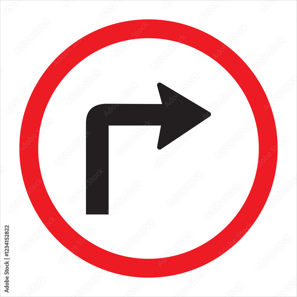 Turn right ahead signage vector illustration 04 Turn right ahead signage vector illustration 04