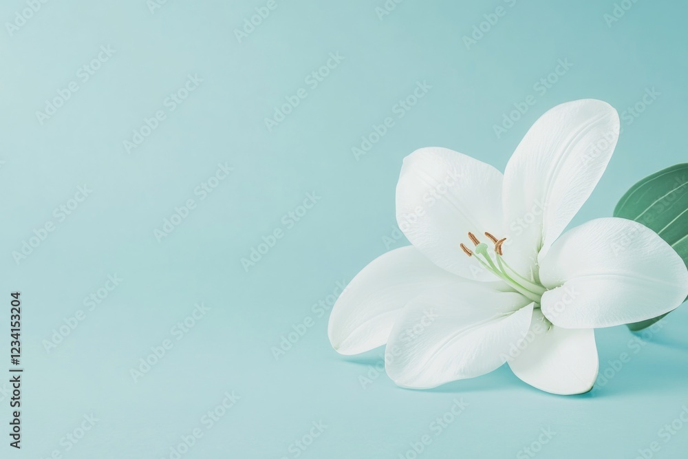Fototapeta premium White Flower on Blue Background