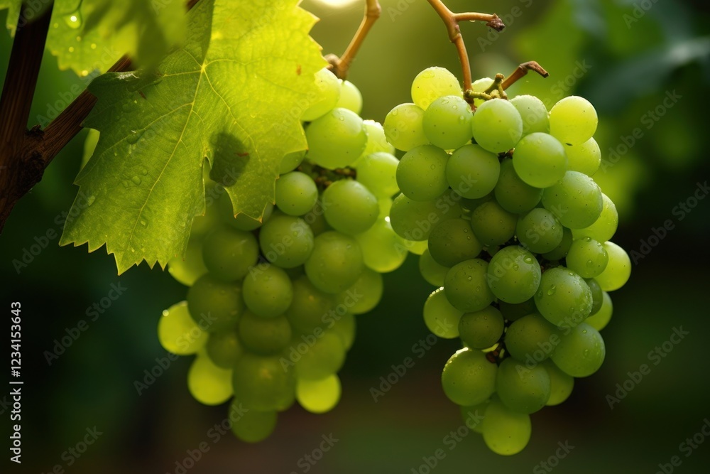 Wet green grapes on the trees outdoors nature plant. Wet green grapes on the trees outdoors nature plant.