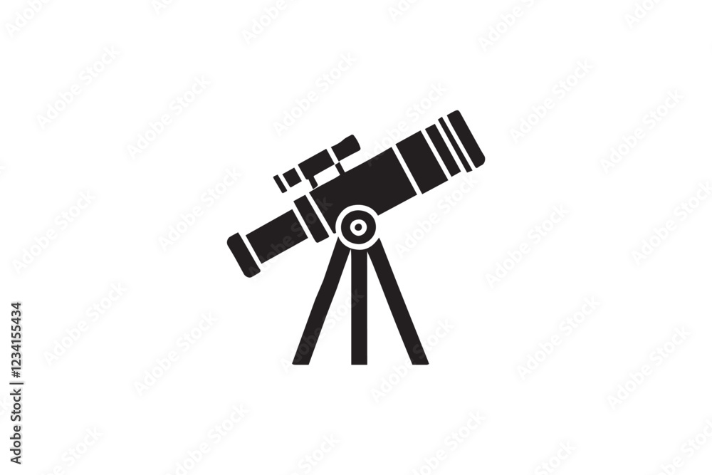 Telescope vector silhouette isolated in white background Telescope vector silhouette isolated in white background