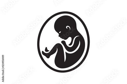 Fetal vector silhouette isolated in white background