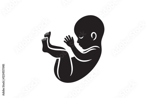 Fetal vector silhouette isolated in white background