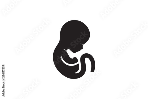 Fetal vector silhouette isolated in white background