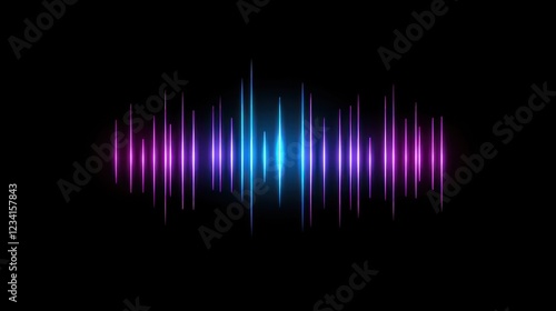 Abstract sound wave, neon glow, dark background, music visualizer